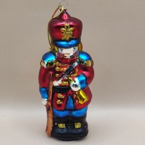 Vintage Blown Glass Colorful Toy Soldier Christmas Ornament